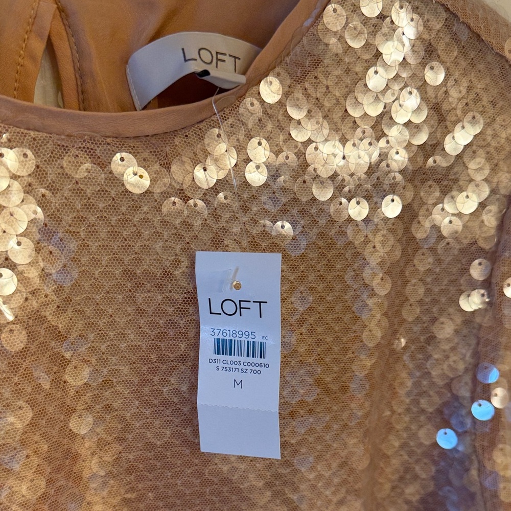 LOFT Shimmering Gold Sequin Blouse - Picture 2 of 6